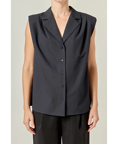 English Factory Women's Pleated Sleeveless shirt top