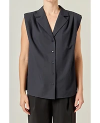 English Factory Women's Pleated Sleeveless shirt top