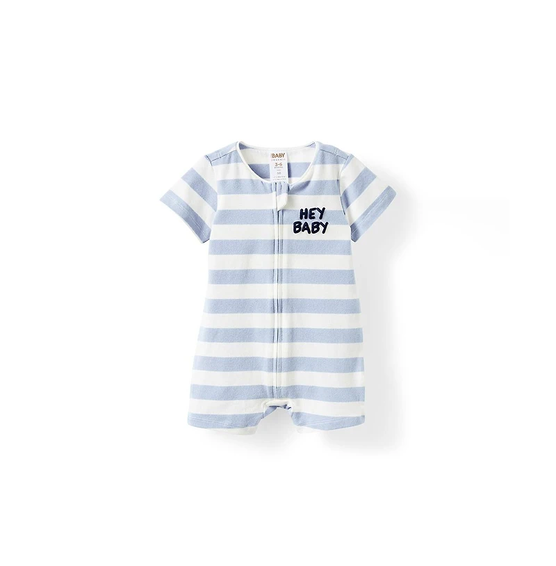 Cotton On Baby Boys The Billie Short Sleeve Zip Romper