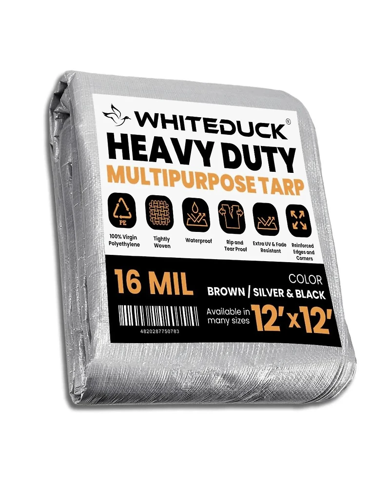 8 oz. Poly Tarpaulin 12x12 Silver & Black