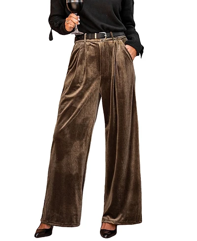 Cupshe Women's Velvet Heat Brown Pants