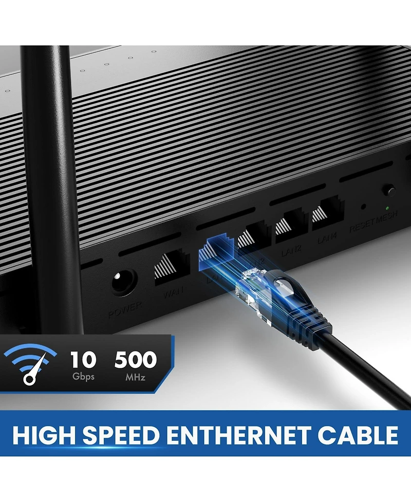 Ultra Clarity Cables Cat 6 Ethernet Cable 2 Pack High Speed Internet Network Patch Lan for Router Modem PS4 PS5