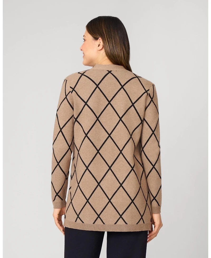Cable & Gauge Women's Open Front Argyle Cardigan