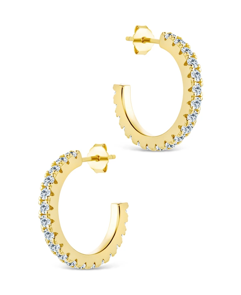 Sterling Forever Silver Eleri Cz Tube Hoops - .75"