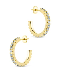 Sterling Forever Silver Eleri Cz Tube Hoops - .75"