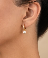 Sterling Forever Sterling Silver Augusta Asscher Cut Cz Dangle Micro Hoops