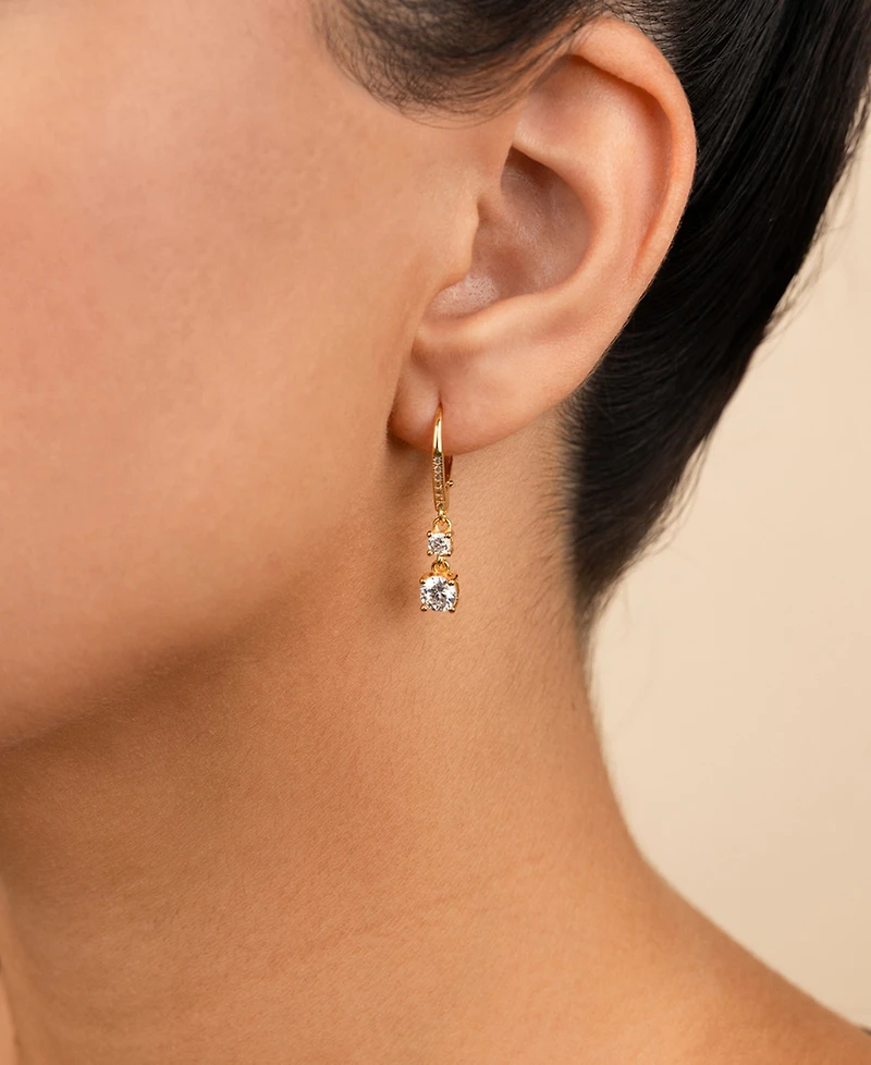 Sterling Forever Silver Magdalena Brilliant Cut Cz French Clip Earrings