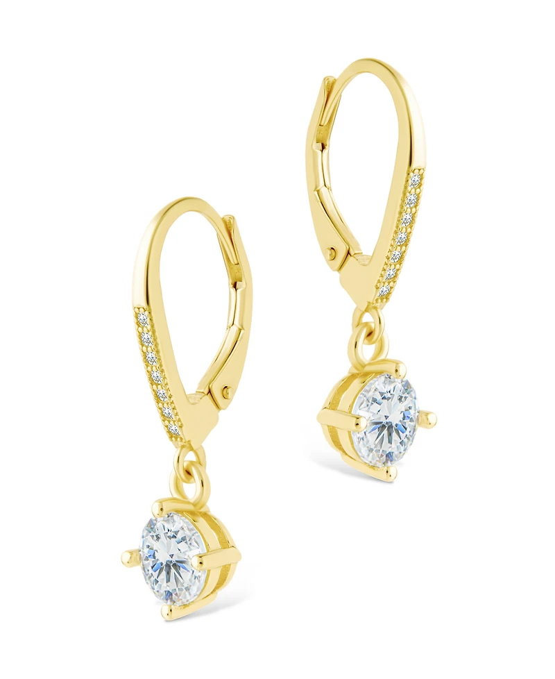 Sterling Forever Silver Matilda Brilliant Cut Cz French Clip Earrings