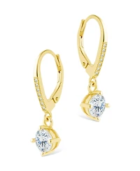 Sterling Forever Silver Matilda Brilliant Cut Cz French Clip Earrings