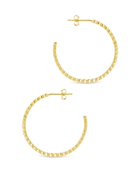 Sterling Forever Silver Bezel Statement Bubble Hoops - 1"