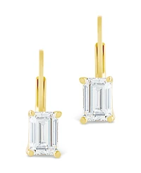 Sterling Forever Silver Emerald Cut French Clip Earrings