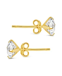 Sterling Forever Silver 6mm Cz Stud Earrings