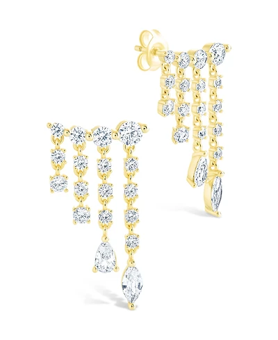 Sterling Forever Silver Adrian Cz Waterfall Statement Studs