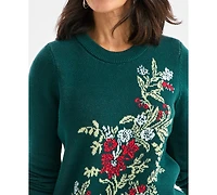 Style & Co Petite Whimsy Floral Long Sleeves Pull-On Sweater, Macy's Exclusive