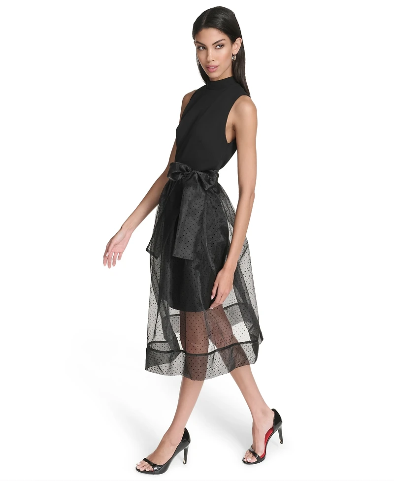 Halston Women's Mock Neck Sleeveless Dress