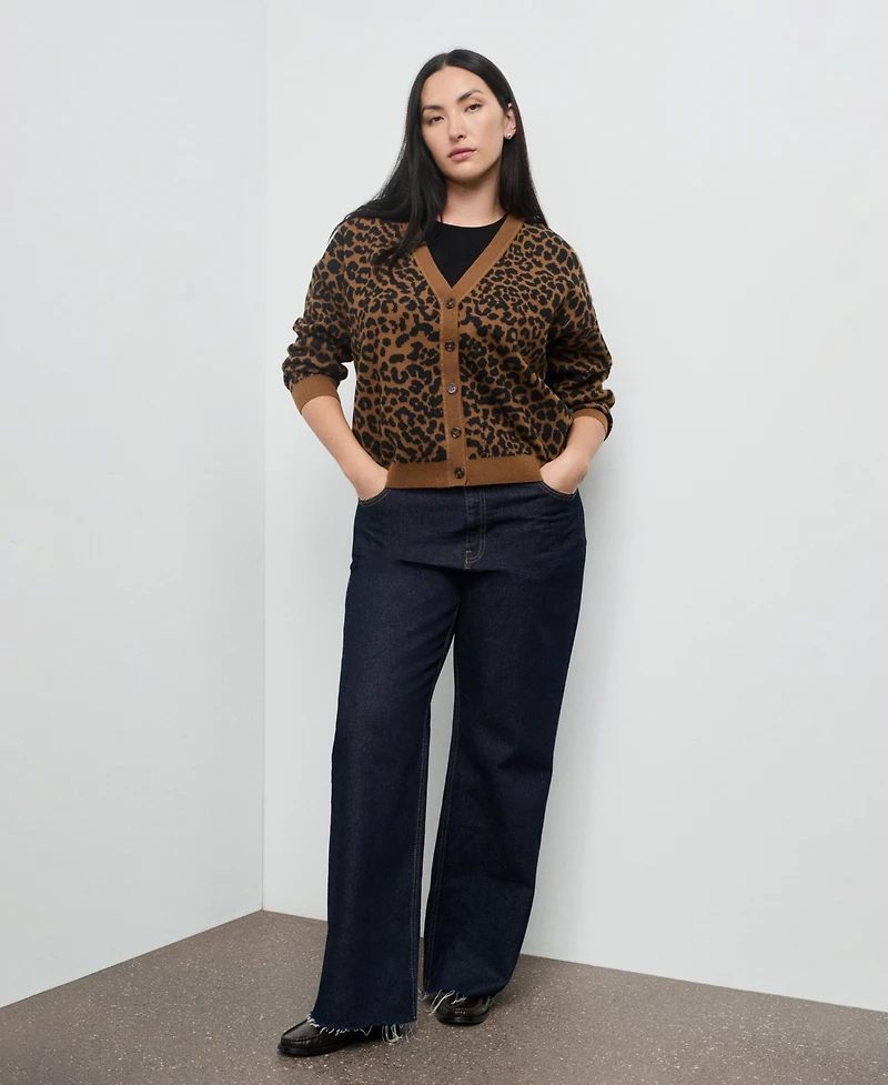 Mango Women's Leopard Knit Cardigan