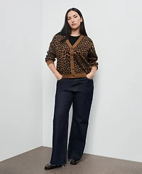 Mango Women's Leopard Knit Cardigan