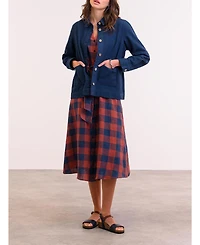 Celtic & Co. Women's Check Tie Front Midi Shirt Dress