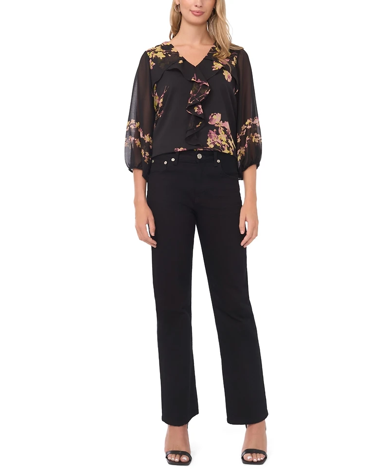 Vince Camuto Women's 3/4-Sleeves Front Ruffles Top