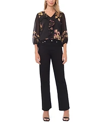 Vince Camuto Women's 3/4-Sleeves Front Ruffles Top