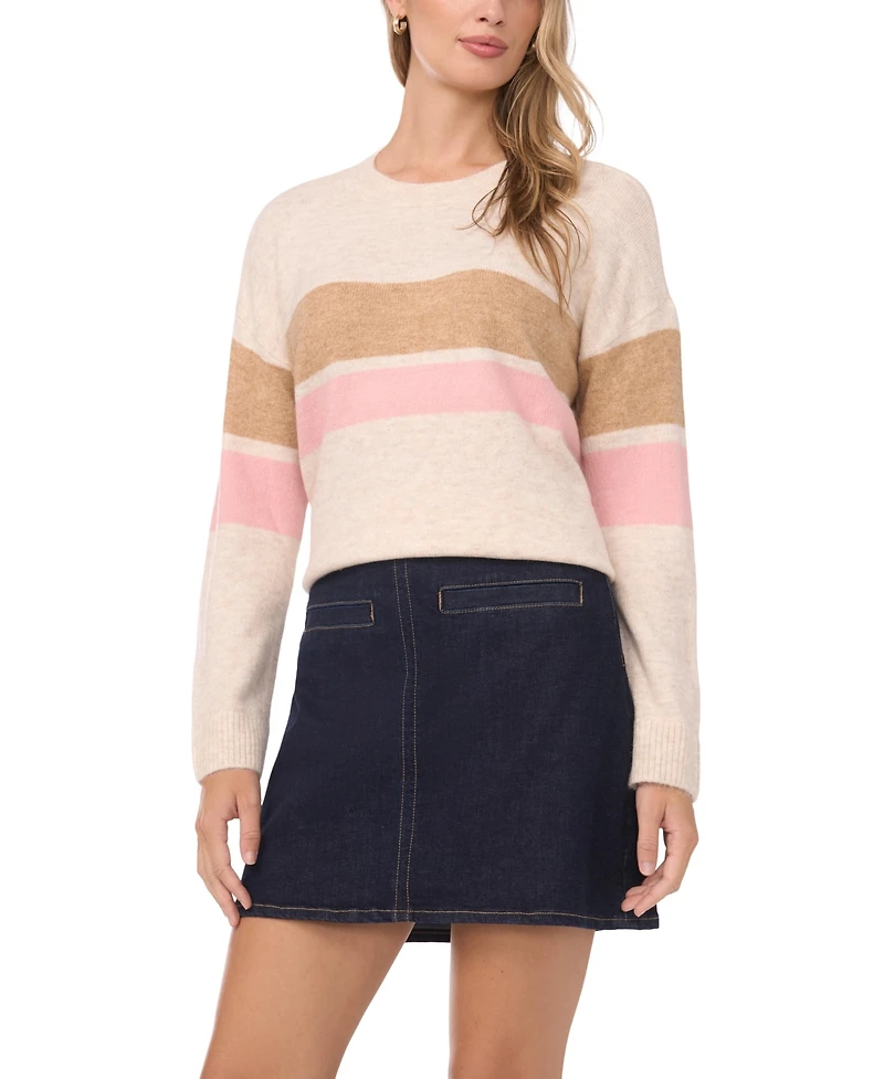 Vince Camuto Women's 2 Stripe Long-Sleeve Sweater