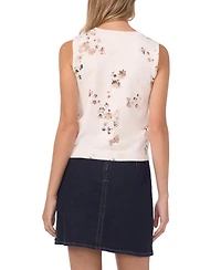 Vince Camuto Women's Delicate Flower Print Sleeveless Sweater