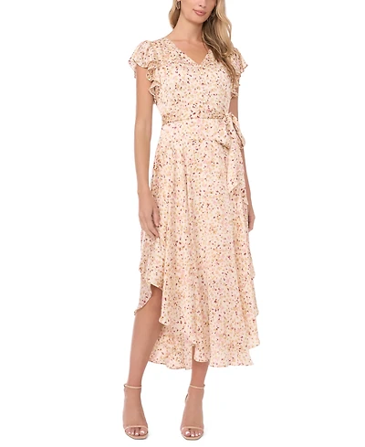 Vince Camuto Women's V-Neck Button Down Flutter Maxi Dress