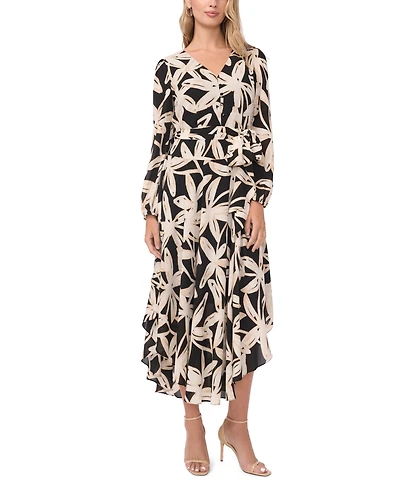 Vince Camuto Women's V-Neck Tie Waist Maxi Dress