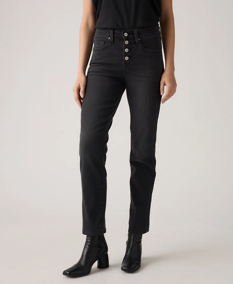 Levi's Women's 724 High Rise Rhinestone Button Fly Straight Leg Jeans