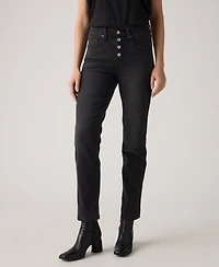 Levi's Women's 724 High Rise Rhinestone Button Fly Straight Leg Jeans