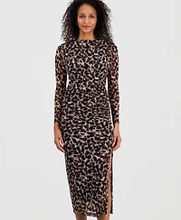 Robbie Bee Women's Ruched Side-Slit Midi Dress