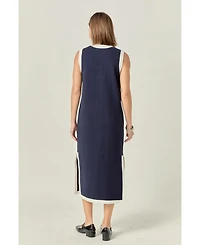 English Factory Women's Knit Midi Dress With Ribbon Tie