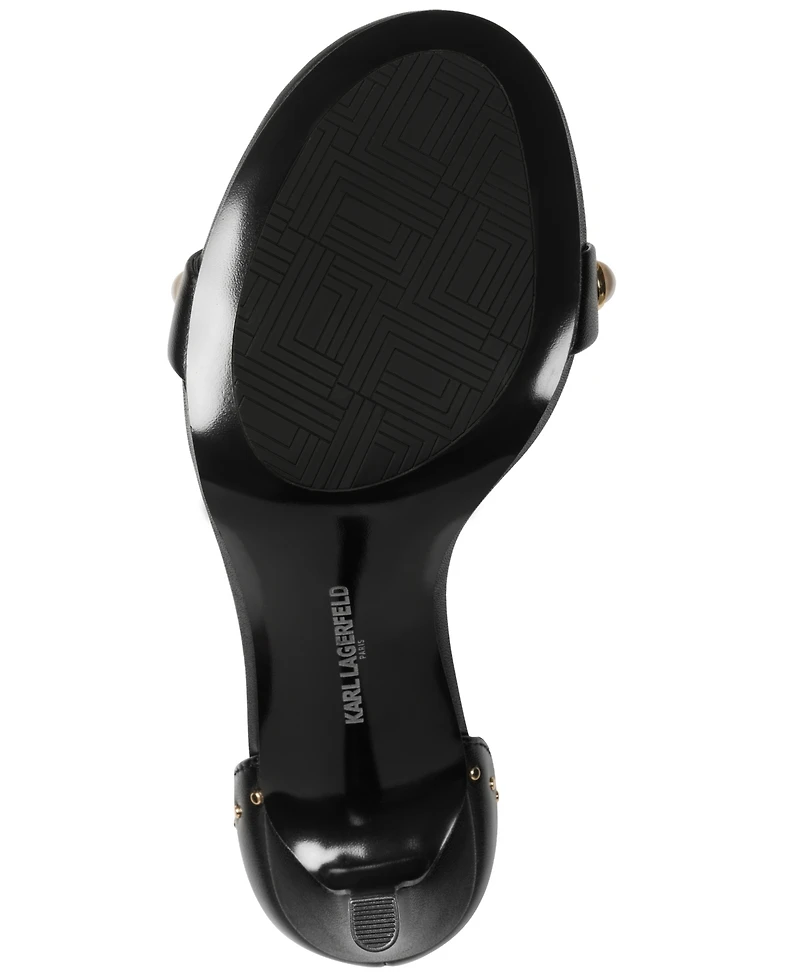 Karl Lagerfeld Paris Women's Kenz Pearl Ankle Strap Sandals