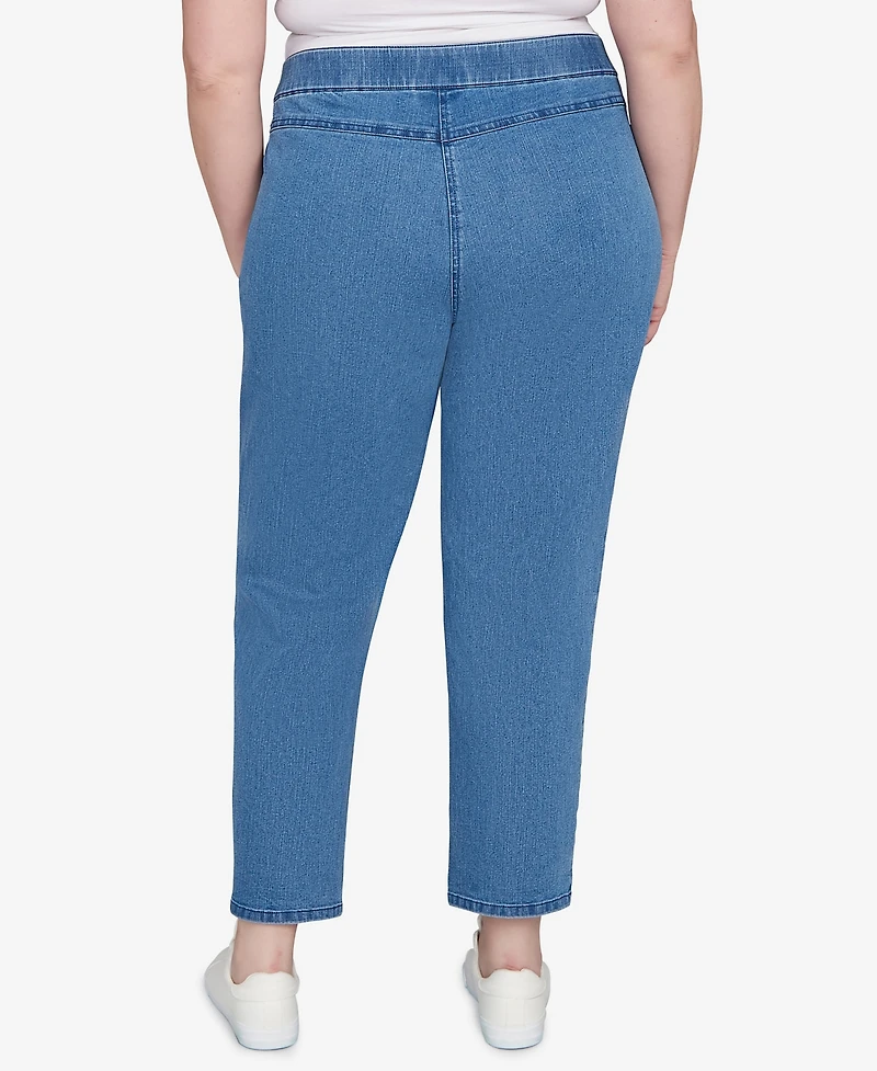 Alfred Dunner Plus Hilton Head Floral Applique Detail Average Length Jeans
