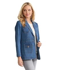 Jones New York Women's 3 Button Patch Collar Jacket