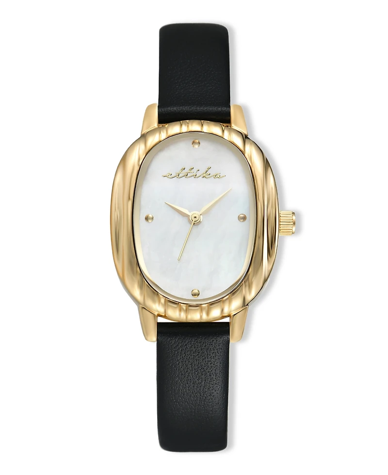 Ettika Timeless Texture Gold Plated Leather Watch