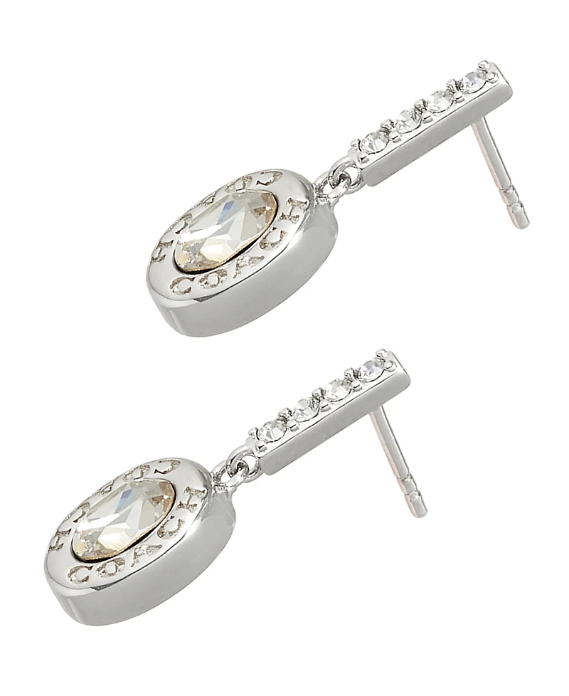 Coach Faux Stone Signature Pave Bar Drop Earrings