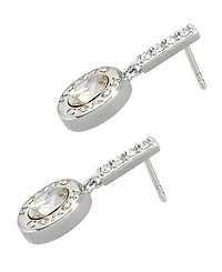 Coach Faux Stone Signature Pave Bar Drop Earrings