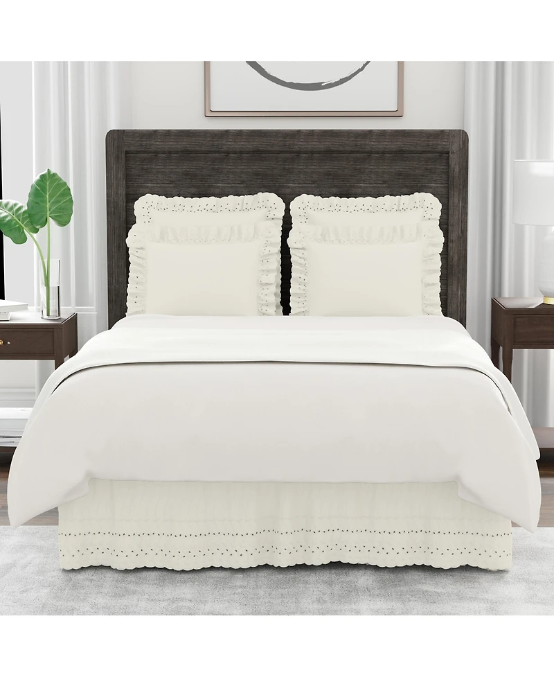 Fresh Ideas Ruffled Eyelet 14" Drop Bed Skirt, Queen