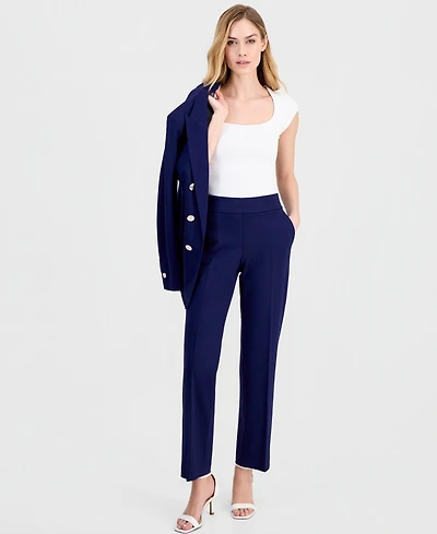 Anne Klein Plus Mid-Rise Pull-On Straight Pants