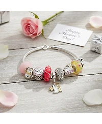 Bling Jewelry #1 Mom Wife Family Cheerleader Grandma Love Themed Starter Beads Multi Charm Bracelet For Women .925 Silver Snake Chain European Barrel
