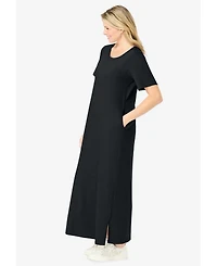 Woman Within Plus Perfect Short-Sleeve Scoopneck Maxi Tee Dress