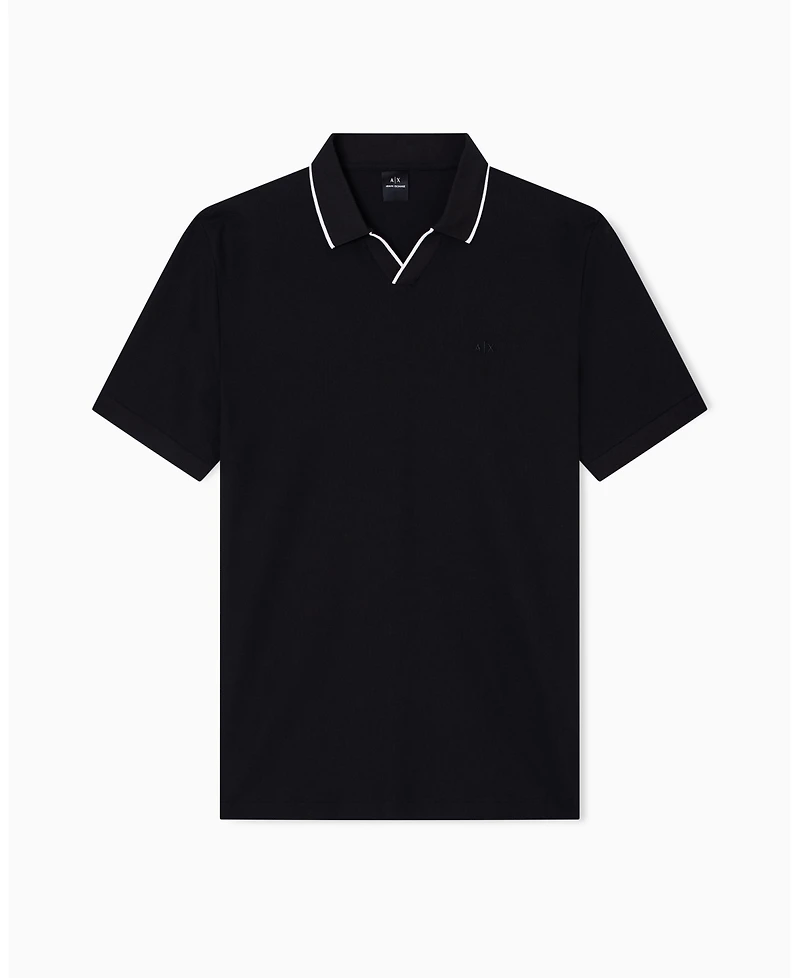 A|X Armani Exchange Men's Johnny Collar Pique with Tipping Polo Shirt
