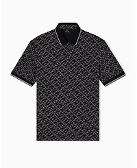 A|X Armani Exchange Men's Allover Logo with Collar Tipping Polo Shirt