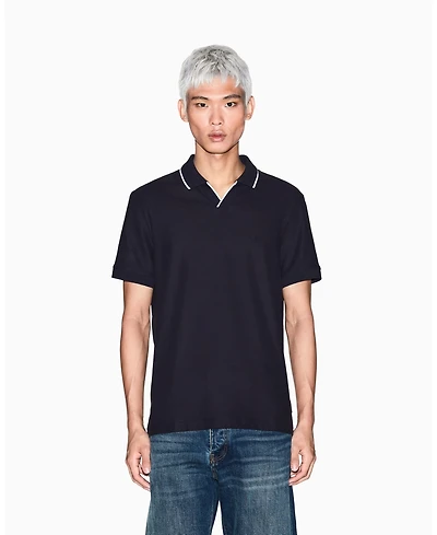 A|X Armani Exchange Men's Johnny Collar Pique with Tipping Polo Shirt
