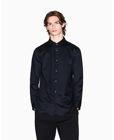 A|X Armani Exchange Men's Allover Logo Jacquard Woven Shirt