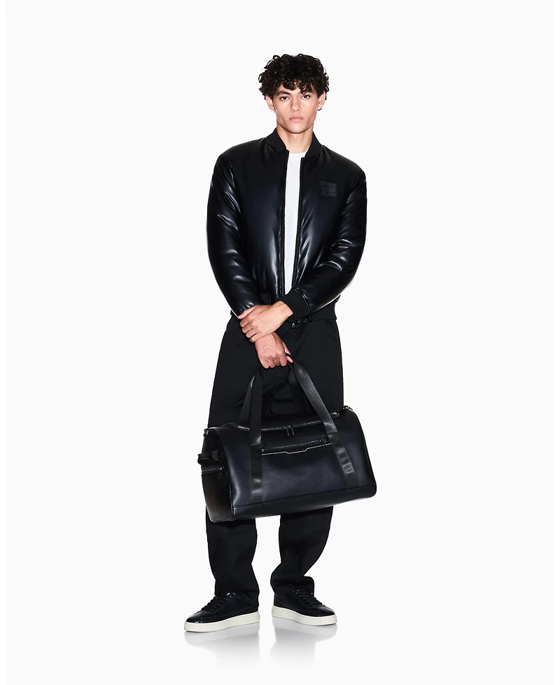 A|X Armani Exchange Men's Leather Bomber Jacket