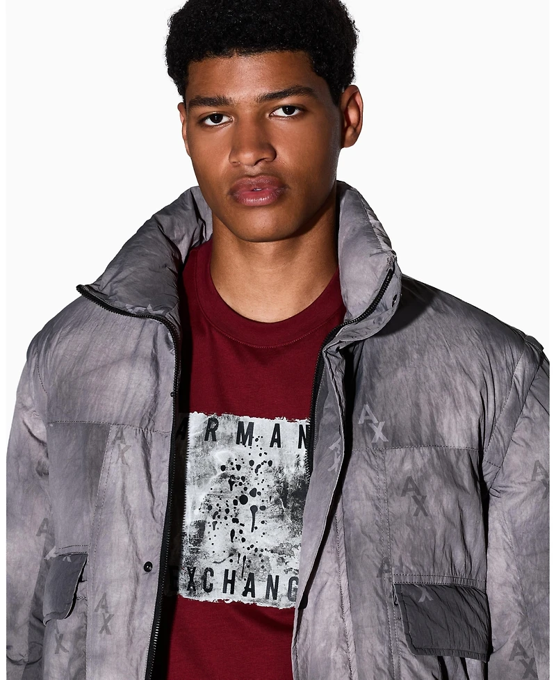 A|X Armani Exchange Men's Grid Box Splatter Graphic T-Shirt