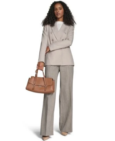 Calvin Klein Womens Double Breasted Jacket Novelty Pleated Wide Leg Pants Textured Long Sleeve Top