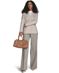 Calvin Klein Womens Double Breasted Jacket Novelty Pleated Wide Leg Pants Textured Long Sleeve Top